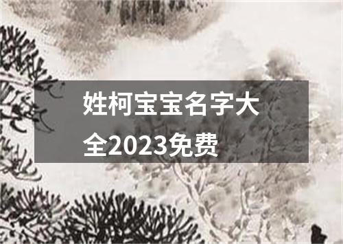 姓柯宝宝名字大全2023免费