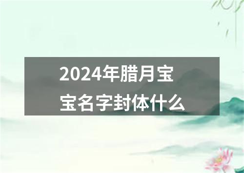 2024年腊月宝宝名字封体什么