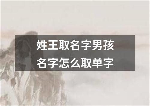 姓王取名字男孩名字怎么取单字