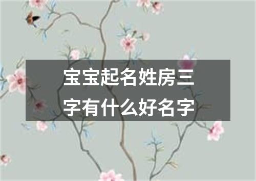 宝宝起名姓房三字有什么好名字