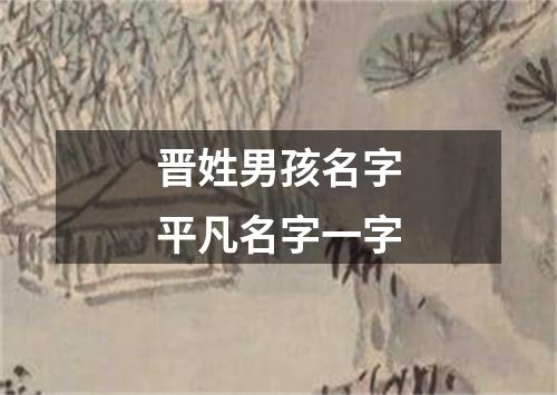 晋姓男孩名字平凡名字一字