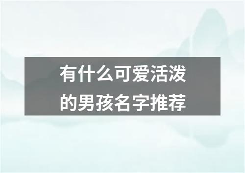 有什么可爱活泼的男孩名字推荐