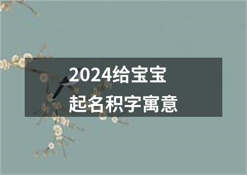 2024给宝宝起名积字寓意