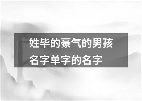 姓毕的豪气的男孩名字单字的名字