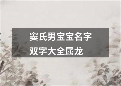 窦氏男宝宝名字双字大全属龙