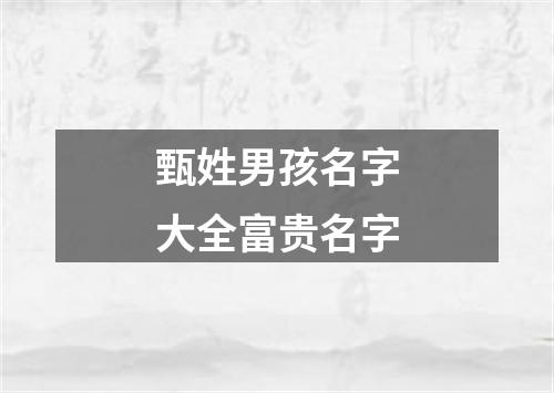 甄姓男孩名字大全富贵名字