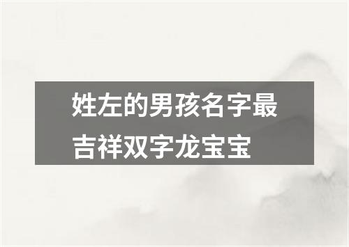 姓左的男孩名字最吉祥双字龙宝宝