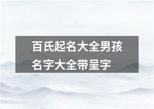 百氏起名大全男孩名字大全带呈字