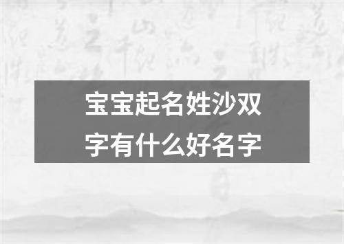 宝宝起名姓沙双字有什么好名字