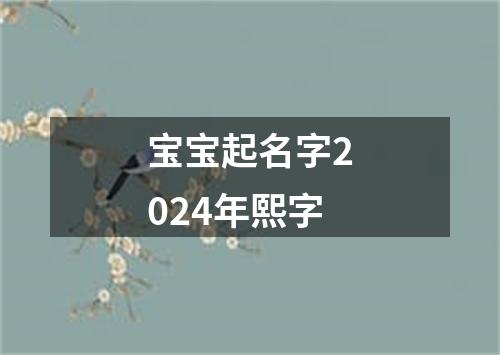 宝宝起名字2024年熙字