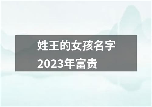 姓王的女孩名字2023年富贵