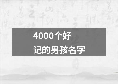 4000个好记的男孩名字