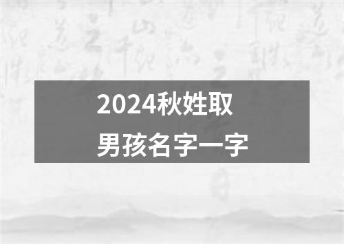 2024秋姓取男孩名字一字