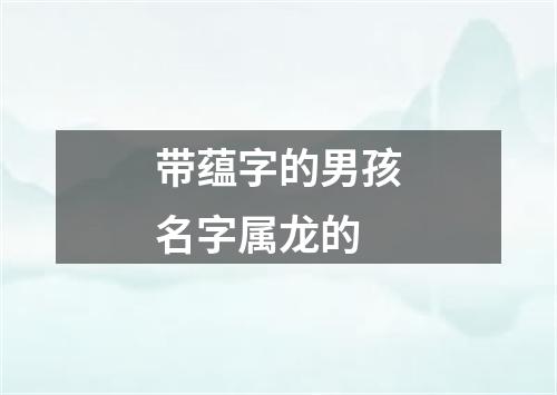 带蕴字的男孩名字属龙的