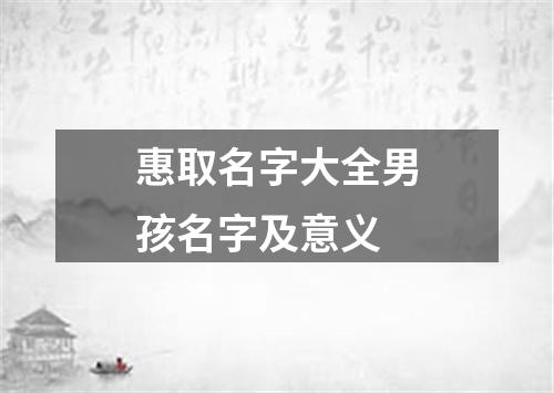 惠取名字大全男孩名字及意义