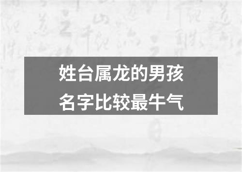 姓台属龙的男孩名字比较最牛气