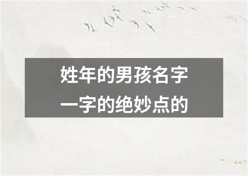姓年的男孩名字一字的绝妙点的