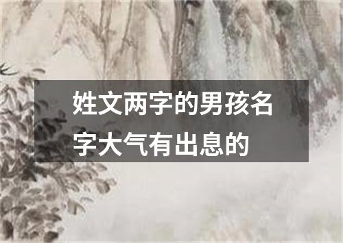 姓文两字的男孩名字大气有出息的