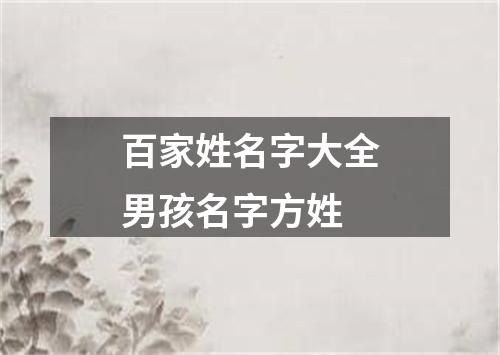 百家姓名字大全男孩名字方姓