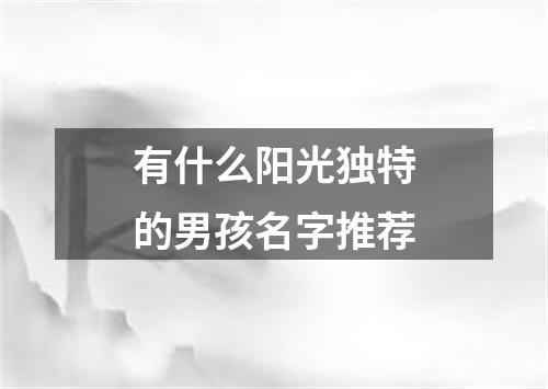 有什么阳光独特的男孩名字推荐