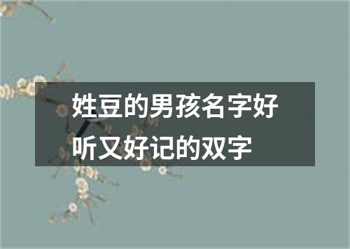 姓豆的男孩名字好听又好记的双字