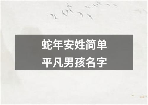 蛇年安姓简单平凡男孩名字