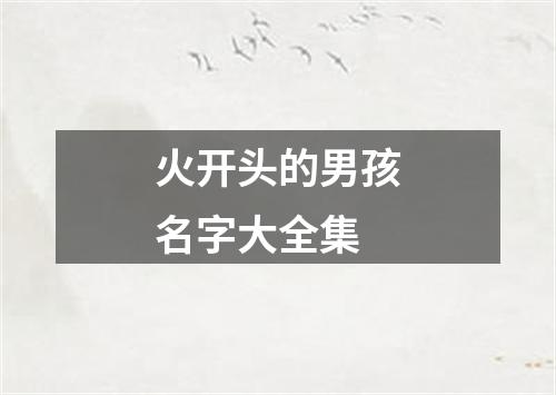 火开头的男孩名字大全集