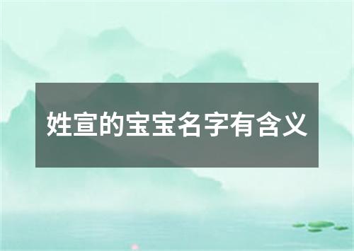 姓宣的宝宝名字有含义