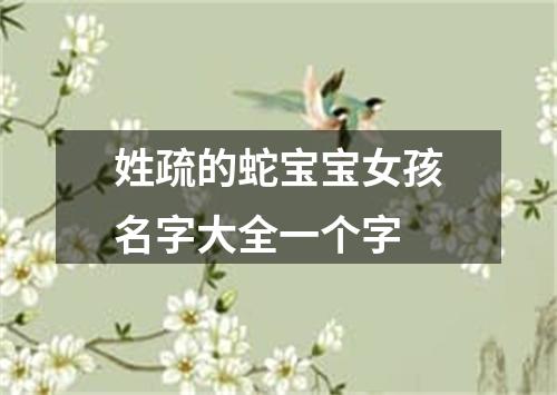 姓疏的蛇宝宝女孩名字大全一个字