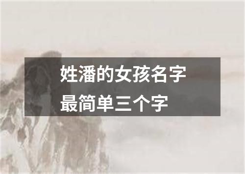 姓潘的女孩名字最简单三个字