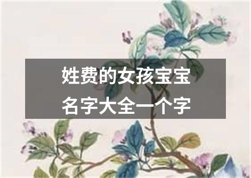 姓费的女孩宝宝名字大全一个字