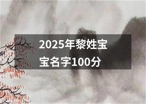 2025年黎姓宝宝名字100分
