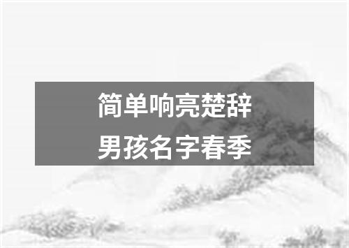 简单响亮楚辞男孩名字春季