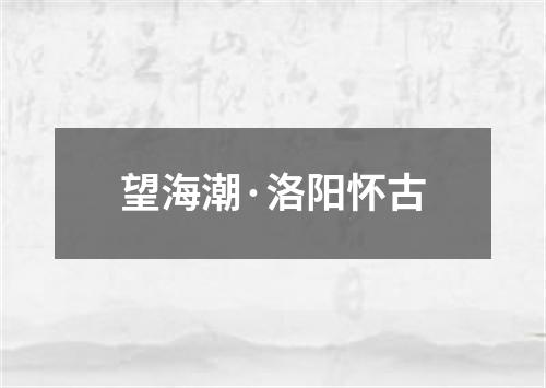 望海潮·洛阳怀古