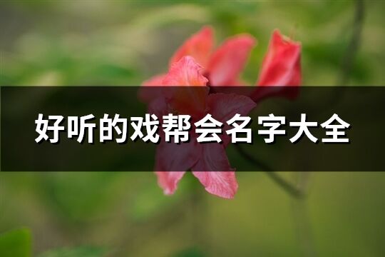 好听的戏帮会名字大全(共611个)