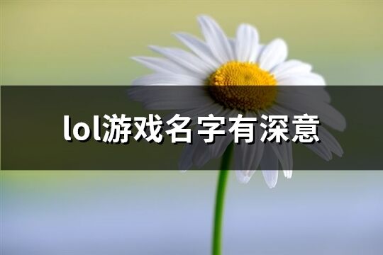 lol游戏名字有深意(优选362个)