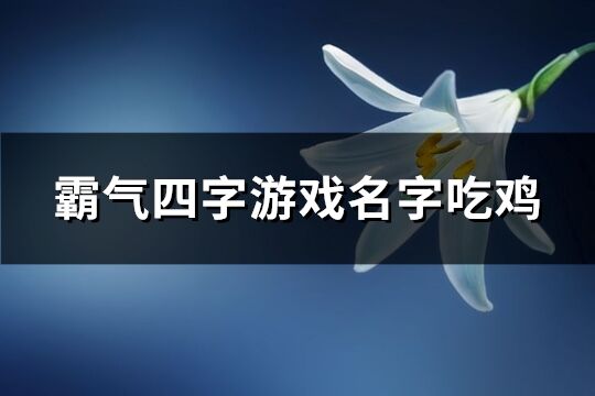 霸气四字游戏名字吃鸡(共564个) 霸气四字游戏名字吃鸡(共564个)