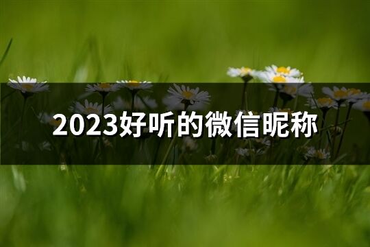 2023好听的微信昵称(共1125个)