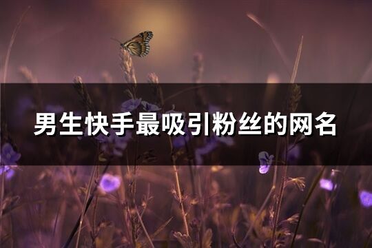 男生快手最吸引粉丝的网名(精选89个)