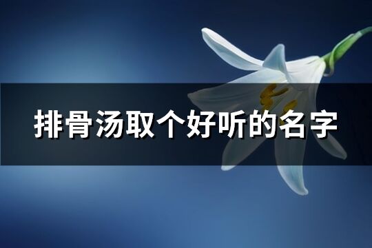 排骨汤取个好听的名字(共107个)