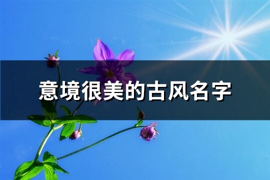 意境很美的古风名字(548个)