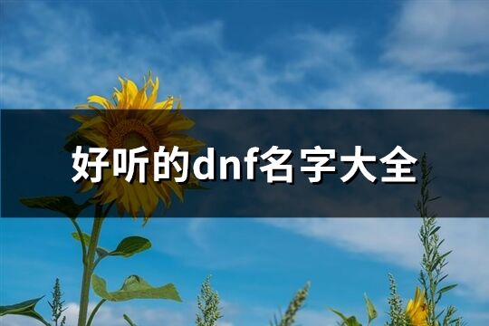 好听的dnf名字大全(共805个)