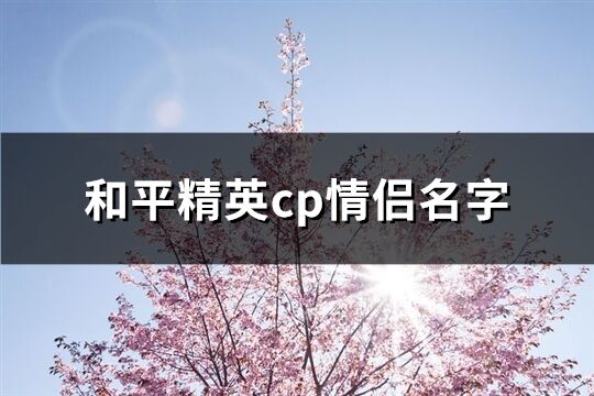 和平精英cp情侣名字(共77个)