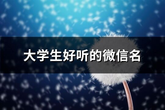 大学生好听的微信名(共67个)