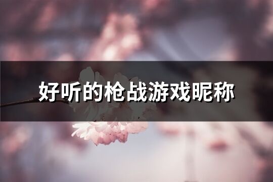 好听的枪战游戏昵称(200个)