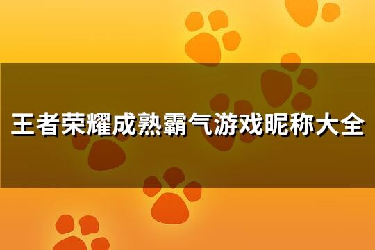 王者荣耀成熟霸气游戏昵称大全(优选263个)