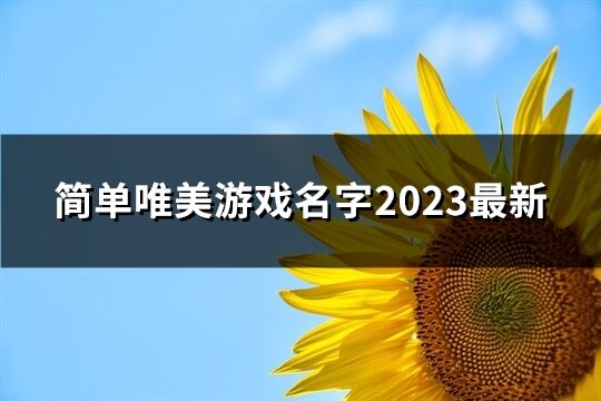 简单唯美游戏名字2023最新(精选72个)