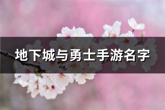 地下城与勇士手游名字(98个)