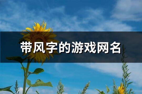 带风字的游戏网名(精选111个)