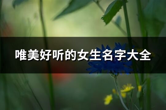 唯美好听的女生名字大全(共78个)